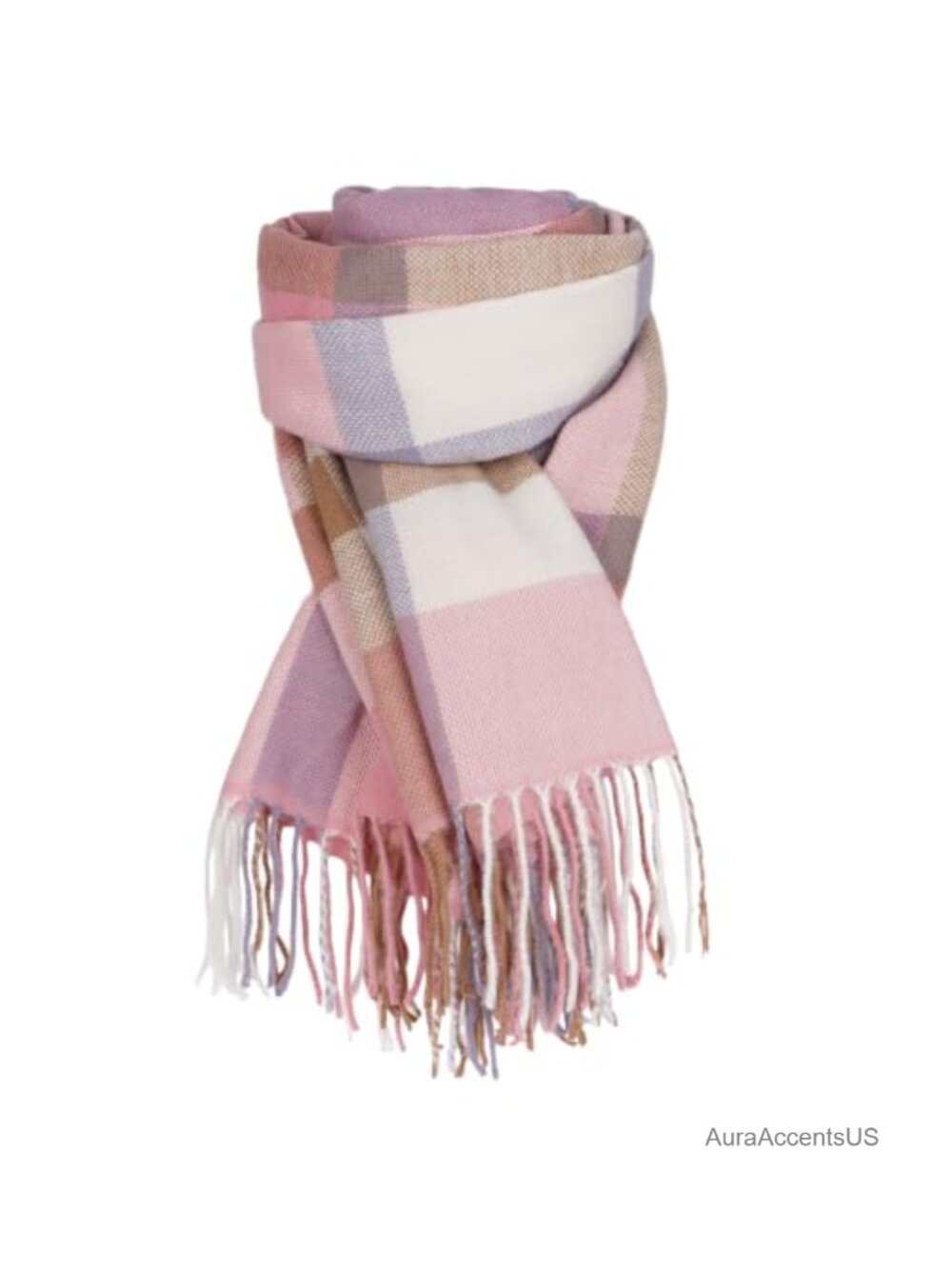 Women's Ultra Soft Plaid Scarf with Tassels, Large Shawl Wrap for Winter